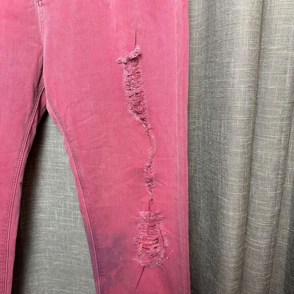 2/$30 Hudson Leigh Boyfriend Pink Button Fly Jeans Size 29 Distressed Mid Rise - Picture 7 of 16